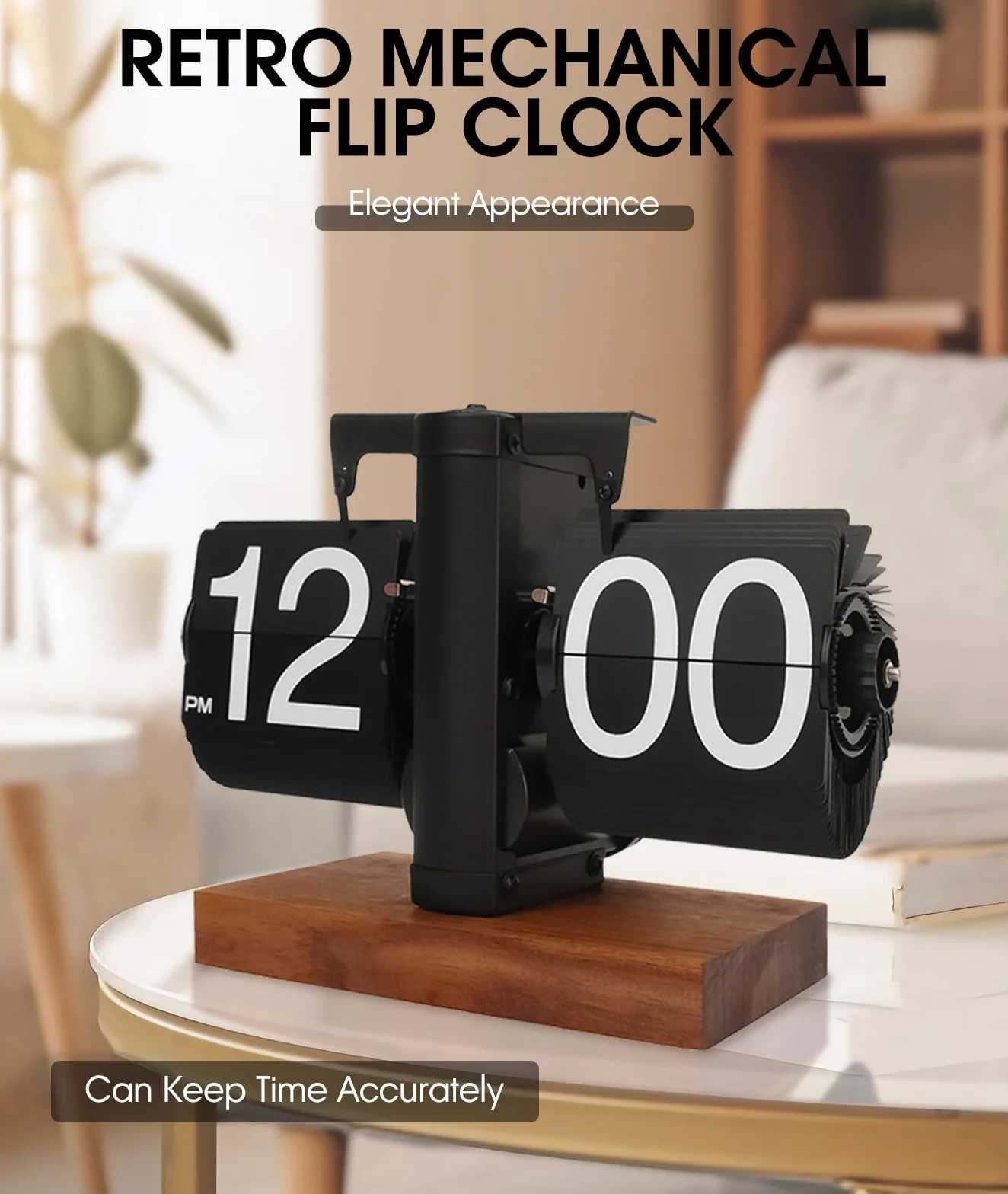Horloge à Rabat rétro numérique à rotation automatique mécanique à piles, Noir