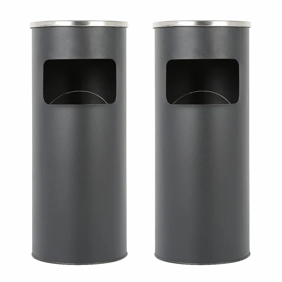 Poubelle en Acier Inoxydable 30L avec Seau Intérieur, Cendrier sur Pied pour Hôtel, Jardin et Supermarché