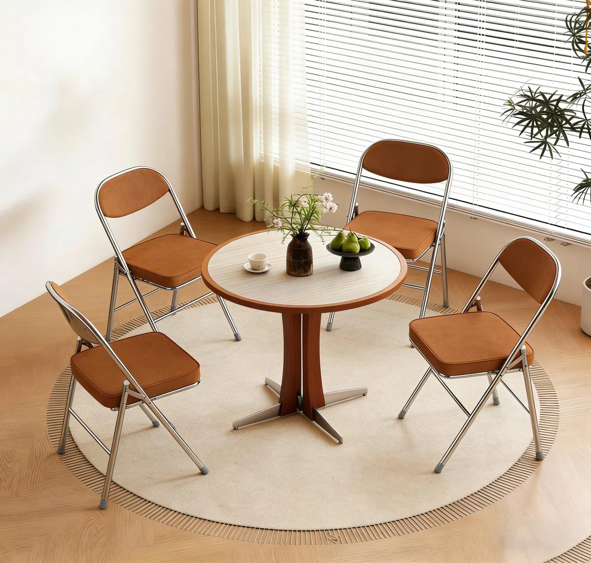 4 Chaise Pliante Chaise Visiteur Chaise Pliante rembourrée en Tissu Chaise de Salle à Manger Pliante conviennent à la Cuisine,l'intérieur, l'extérieur,Salle de conférence Rouge-Marron