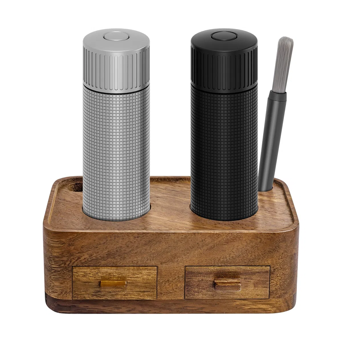 Luvan Ensemble Professionnel De Moulins À Sel Et À Poivre, Moulins Manuels En Métal Rechargeables Avec Support En Noyer, Moulins En Alliage D’aluminium Avec Réglage De La Granularité