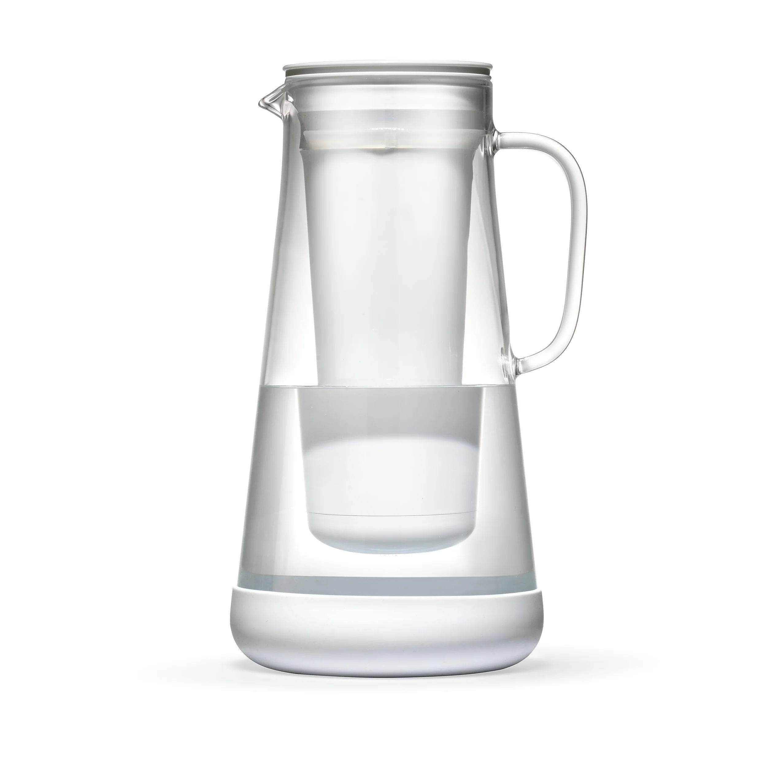 LifeStraw Home Carafe filtrante d'eau en verre avec base en silicone; Protection contre bactéries, parasites, microplastiques, plomb, mercure, PFAS et autres produits chimiques; 1,6 L, White (blanc)