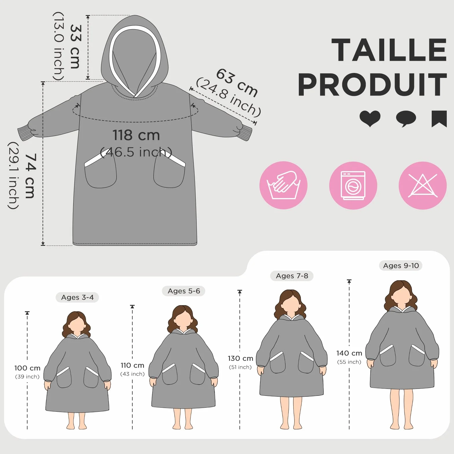 OLAOLA Sweat à Capuche Couverture Surdimensionnée pour Enfants Polaire Sherpa avec Manches et Poches