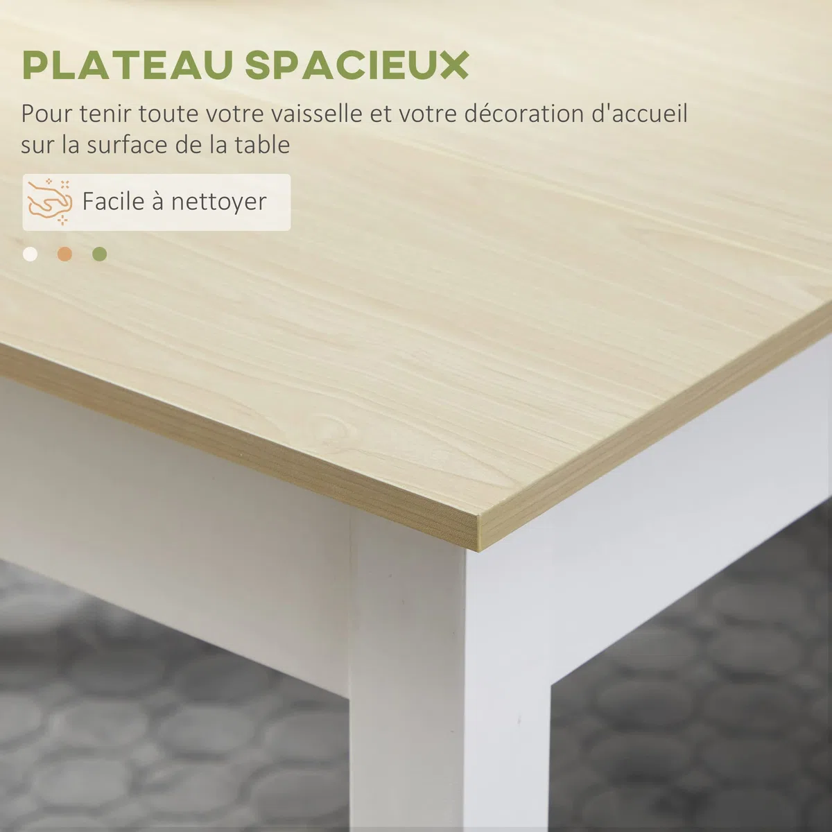 HOMCOM Ensemble Table à Manger 3 pièces avec 2 bancs encastrables pour 4-6 Personnes Style Contemporain - Cuisine Salle à Manger Salon - Panneaux de Particules