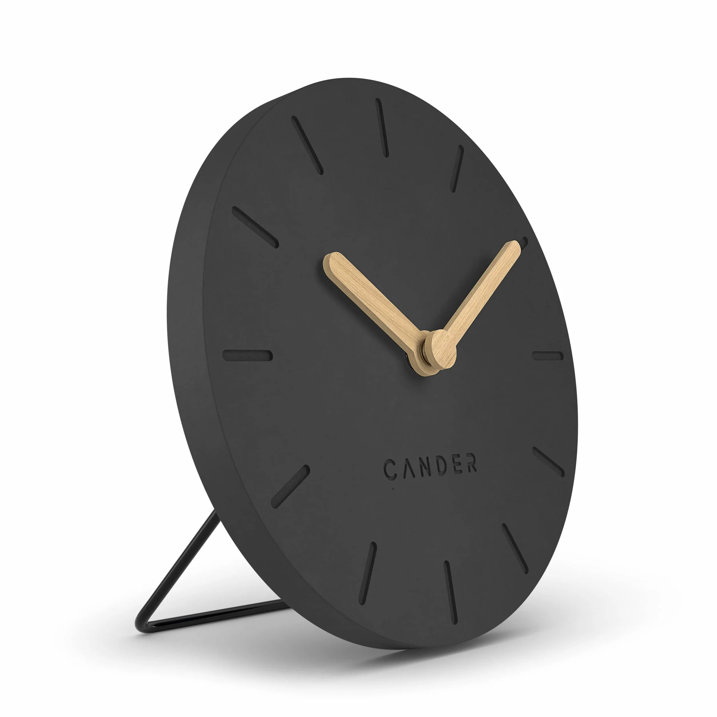 Cander Berlin Horloge de Table silencieuse 12 cm analogique à Piles Vintage Moderne MDF Gris
