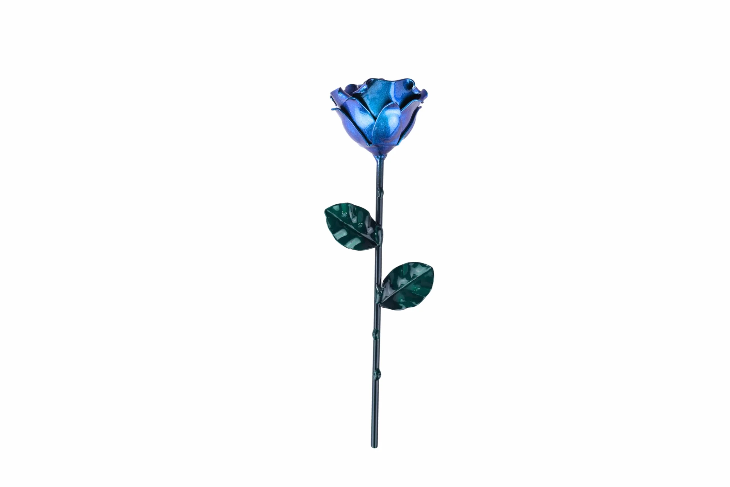Rose Éternelle en Fer Forgée à la Main Cyan/Vert