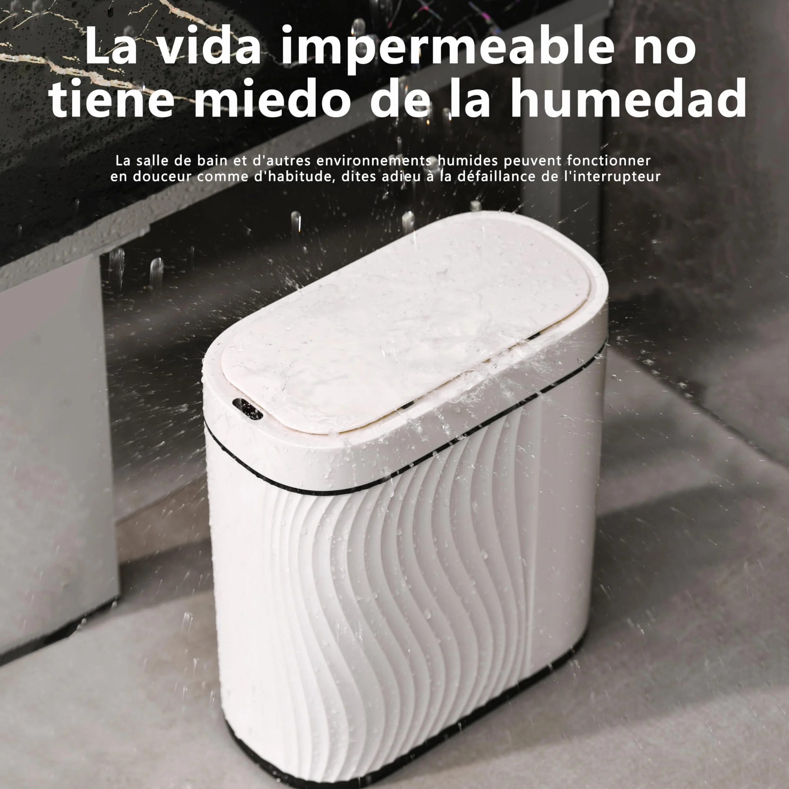 Poubelle Automatique 8L avec Capteur - Poubelle Électrique avec Couvercle pour Cuisine & Salle de Bain - Étanche/Anti-Odeurs pour Bureau, Chambre, WC - Corbeille Blanche Silencieuse