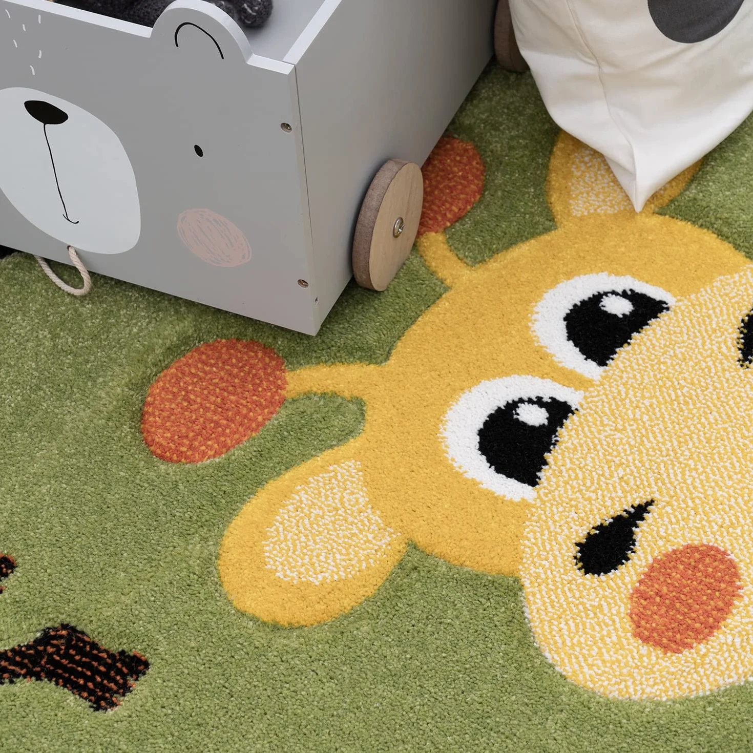 Paco Home Tapis Enfant Poils Ras 80x150 cm Vert Motifs Animaux Jungle