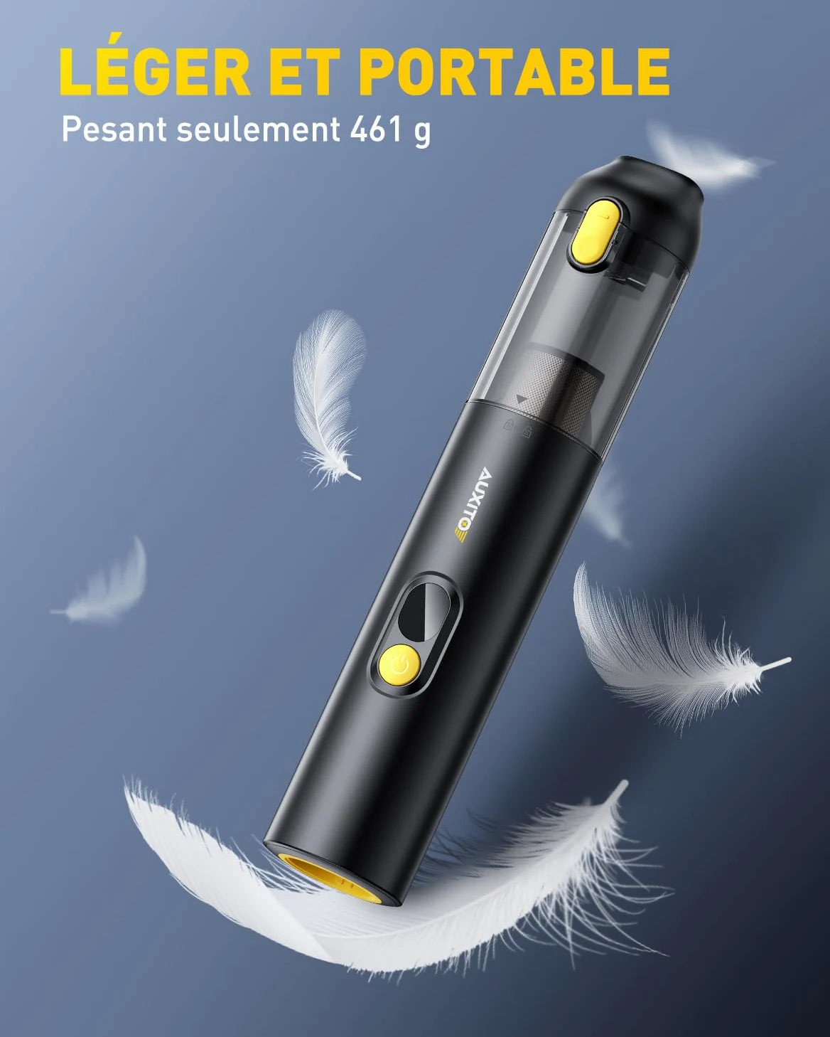 AUXITO Aspirateur à Main sans Fil,Aspirateur Voiture Puissant 24000pa,30 Minutes d'autonomie,4 en 1 Aspirateur De Voiture avec Brosse pour Animaux,Mini Aspirateur pour Voiture,Maison,Bureau(Sombre)