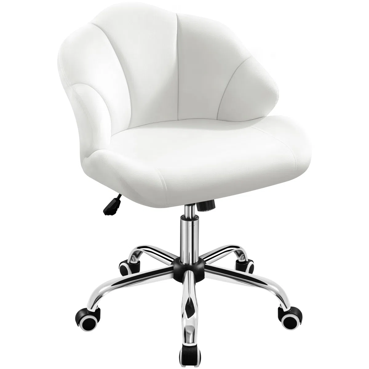 Yaheetech Chaise de Bureau Ergonomique Fauteuil Coquillage avec Dossier en Velours Réglable en Hauteur Chaise Pivotante Fauteuil Maquillage pour Bureau, Salon, Chambre Charge 136kg Blanc/Velours