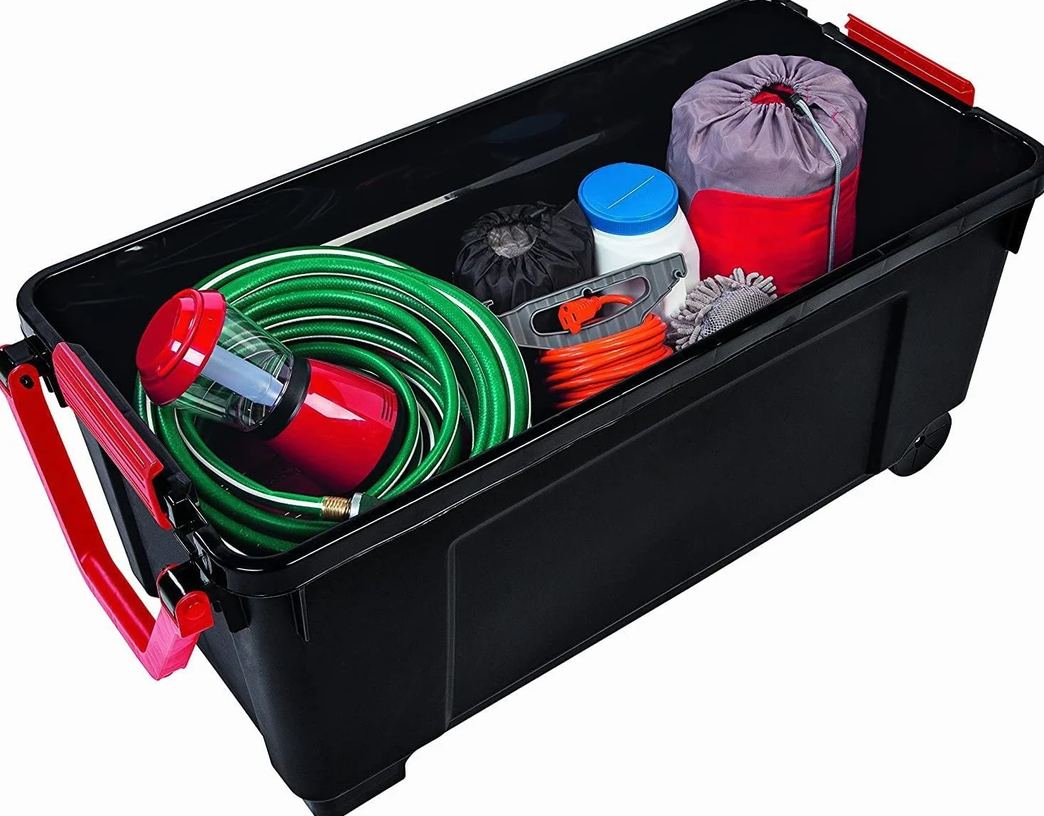 Iris Ohyama Boîte de rangement plastique 170L Empilable Roues Noir SIA-1000