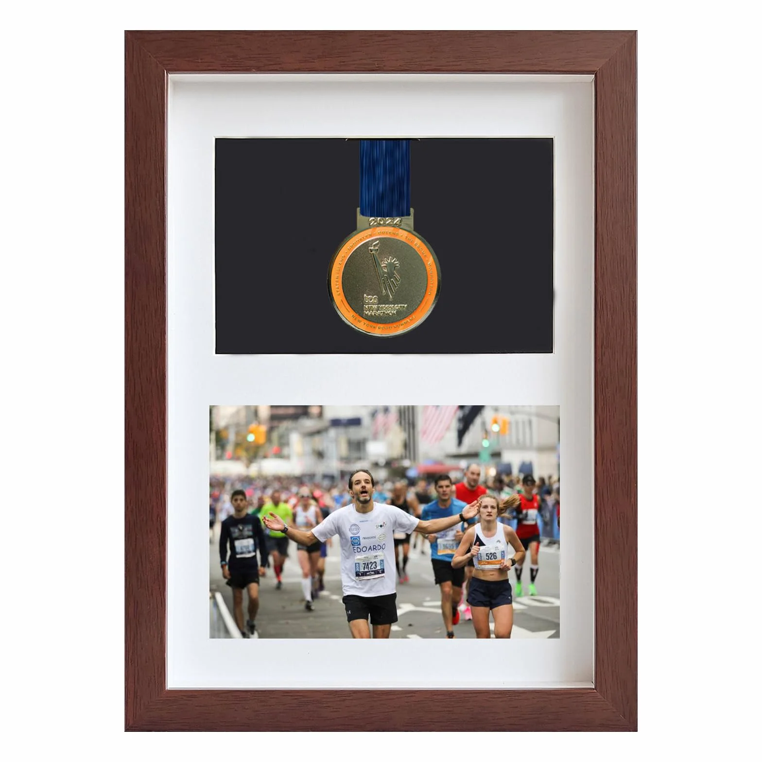 xj Cadre pour afficher des médailles,Médaille pour le sport Boîte 3D Cadre photo,Encadrement pour photo Cadre noir et couleur noyer profond pour cadre profond 3D Pour afficher les médailles de guerre
