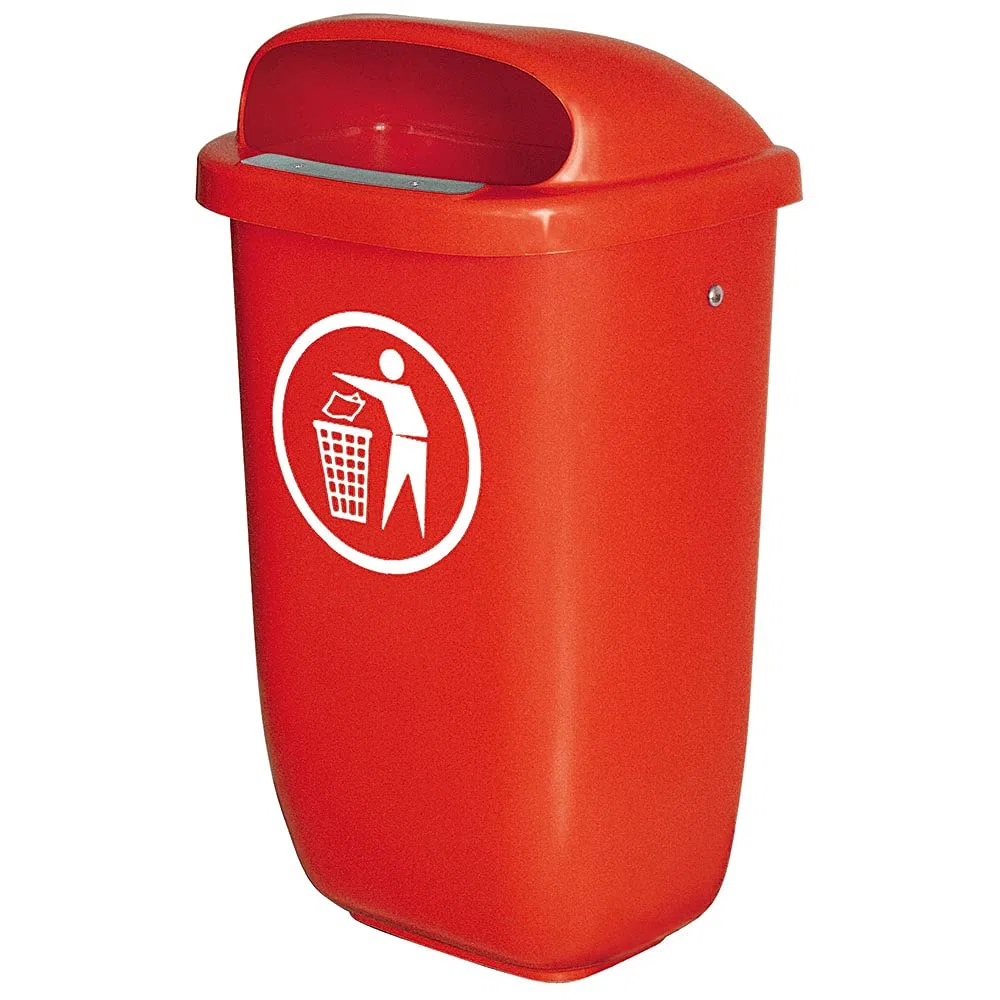 Poubelle selon DIN 30713, 50 L, pour außenauf tellung Rouge