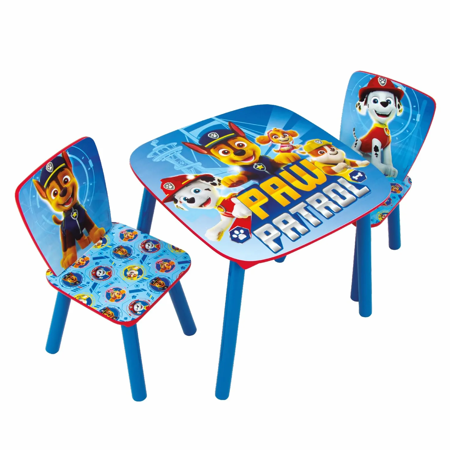 ARDITEX - Ensemble Table et 2 Chaises en Bois pour Enfants Licence Officielle La Pat’ Patrouille - Table 50x50x44 cm/Chaise 26,5x26,5x50 cm - Bleu - Idéal pour Jouer et Dessiner