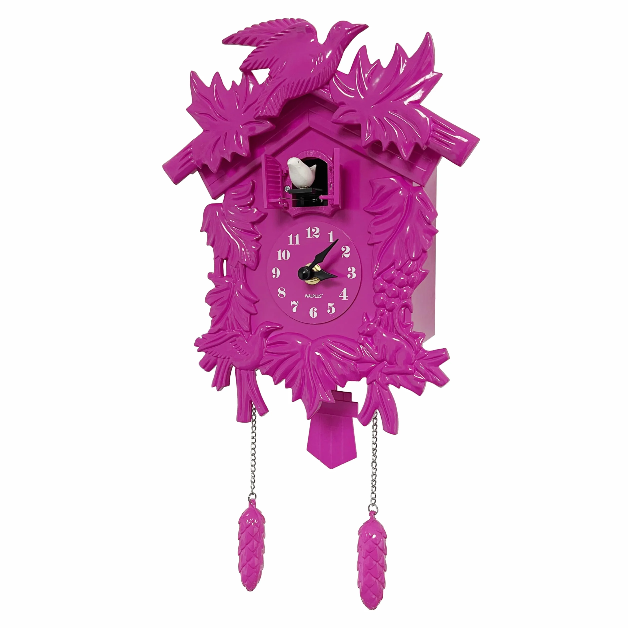 WALPLUS Coucou Horloge Pendules Murales Rose 37x20x10.5cm Plastique PVC