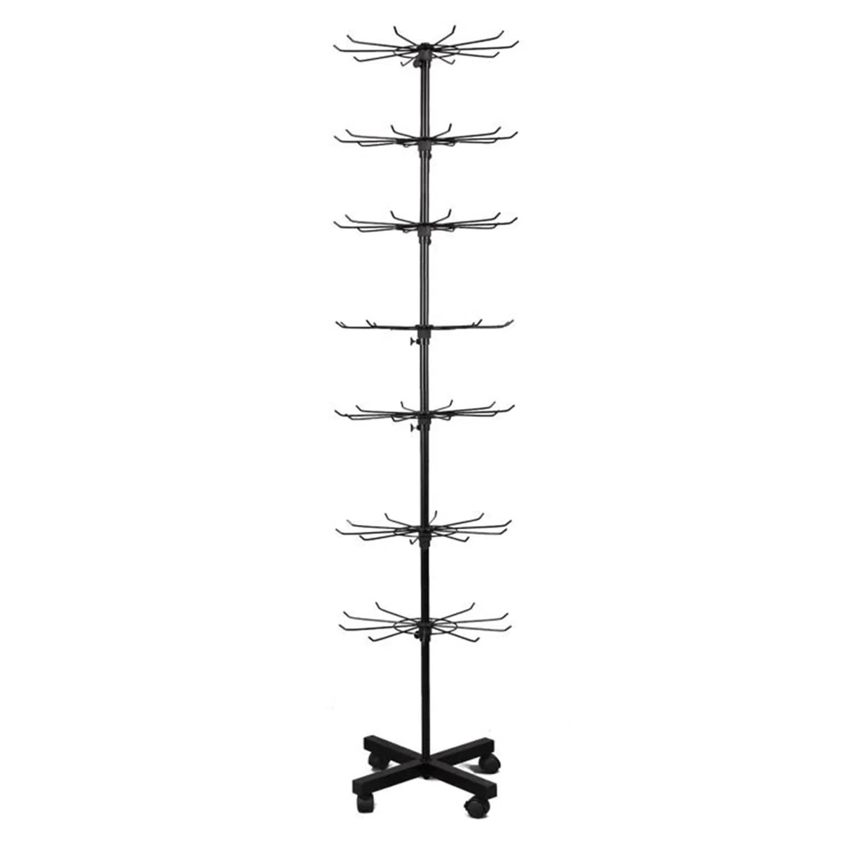 Présentoir Rotatif à 7 Niveaux,Etagère En Métal,Pour Porte-Clés,Bijoux,Événements Et Magasins,Mobile Et Réglable,Étagères Verticales Pour Les Magasins De Détail Et Les Supermarchés,Noir