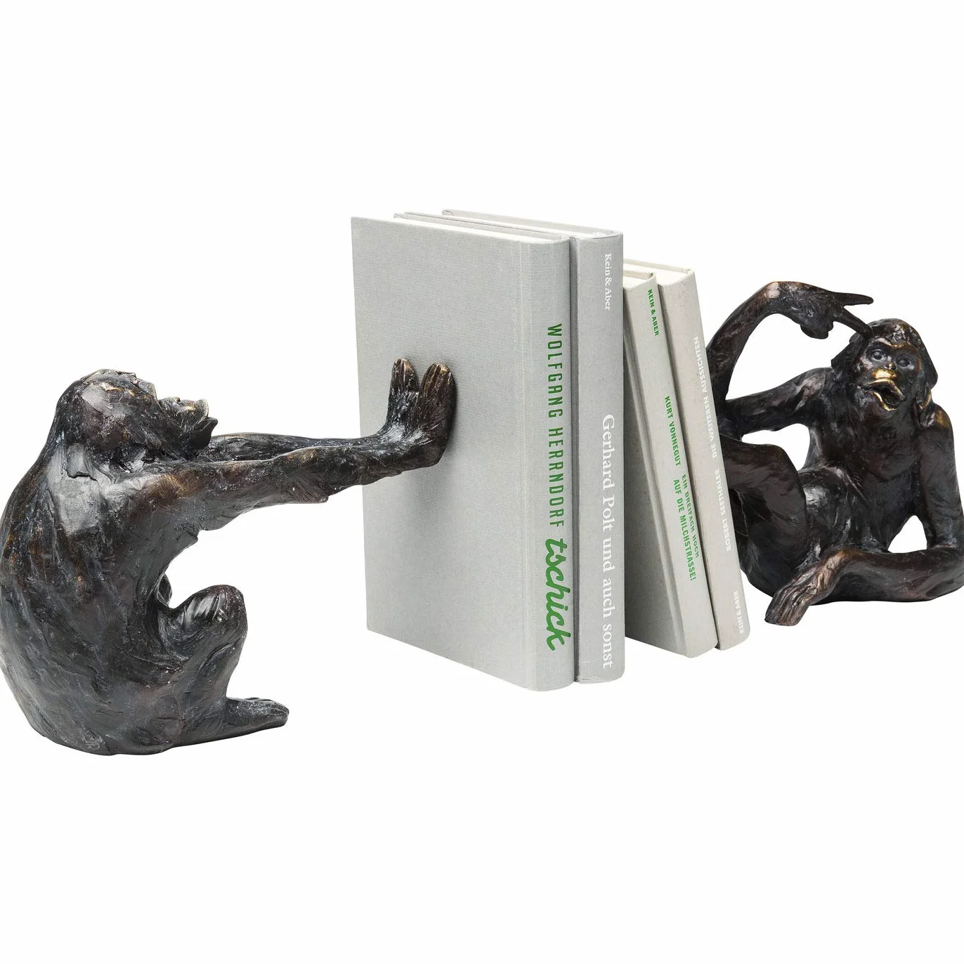 Kare Design Serre-Livres Monkey Noir Cuivré Lot de 2 17x20x10 cm