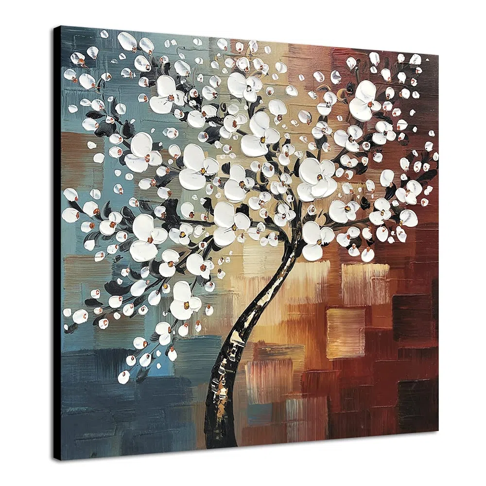 Wieco Art - UK -FL1089-6060 - Morning Glory - Peinture à l'huile sur toile peinte à la main - Motif floral - pour décoration murale
