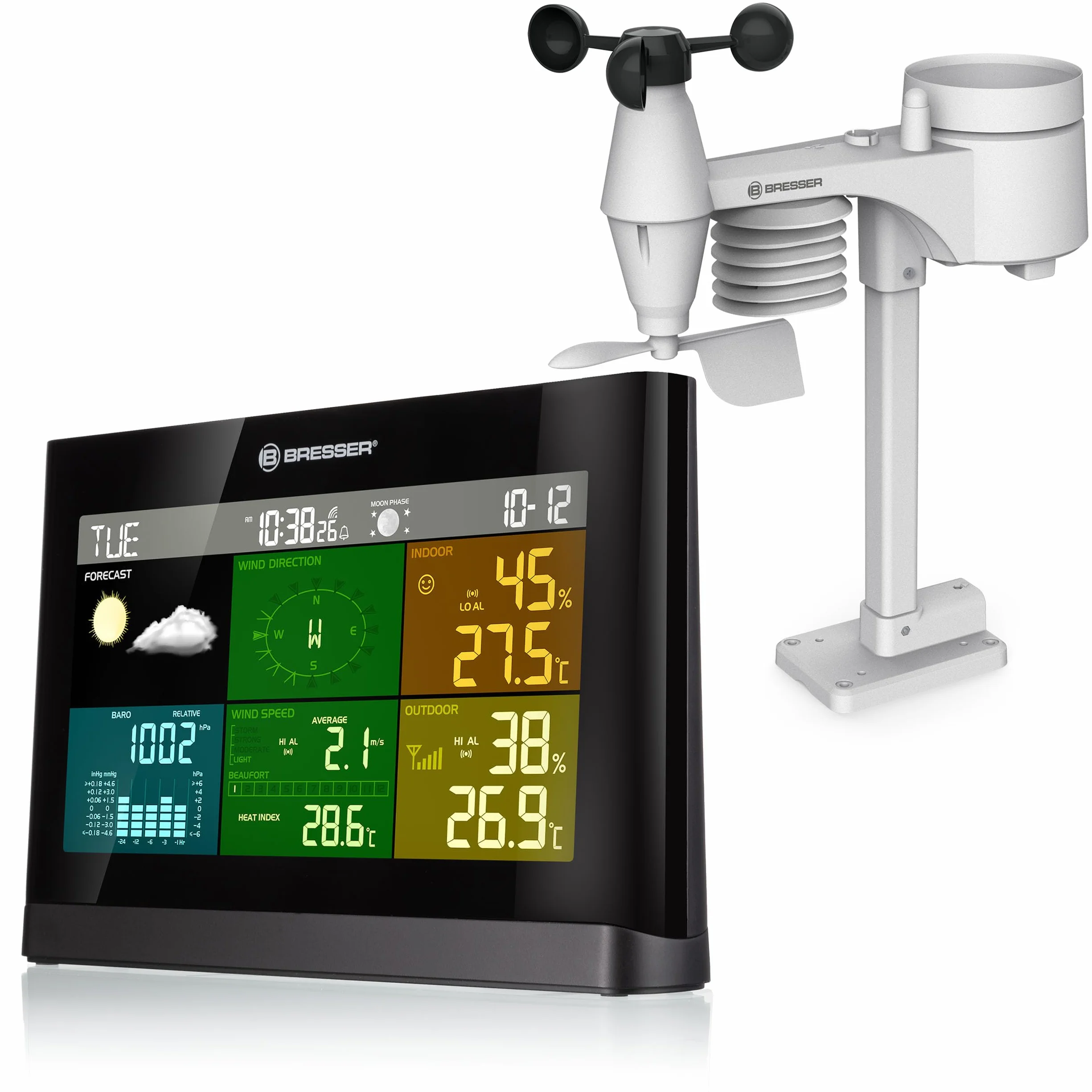 Bresser Station Météo Sans Fil 5 en 1 Capteur Extérieur 20,2 x 13,8 x 3,8 cm