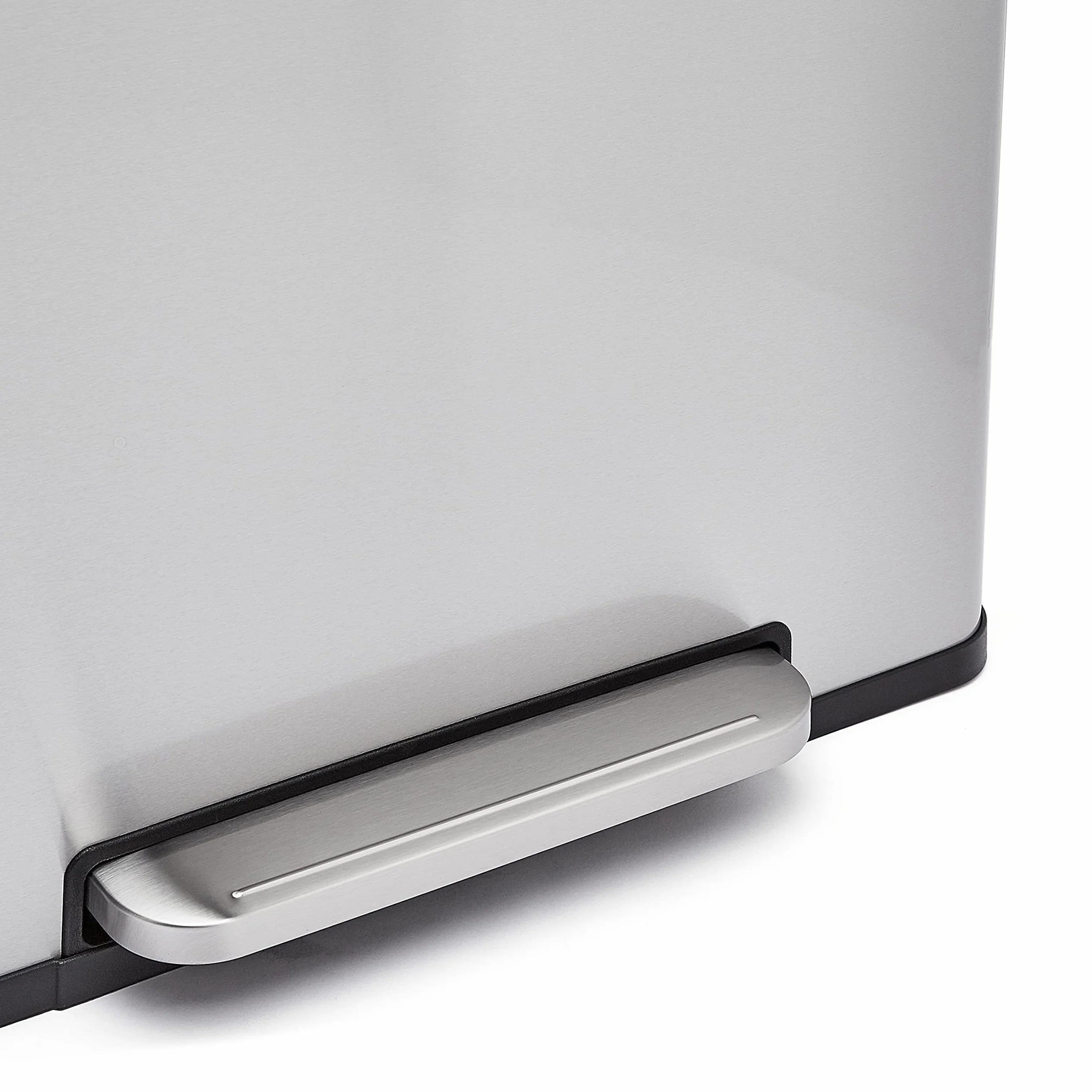 Amazon Basics Poubelle rectangulaire recyclage 2 compartiments 60 litres Noir Argent