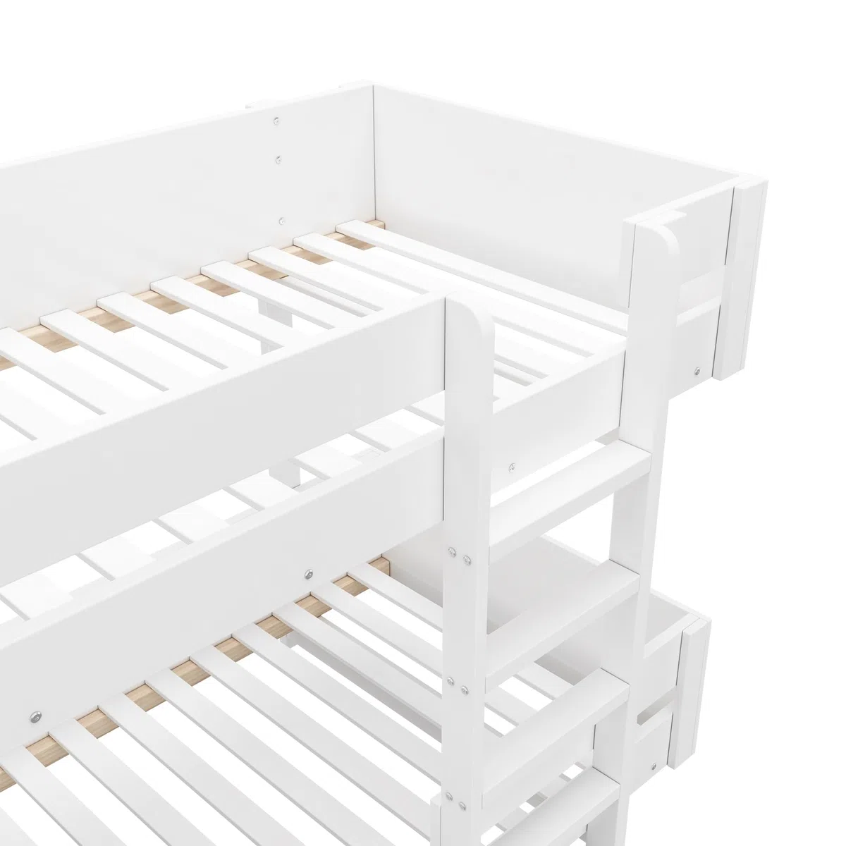 Merax Lit superposé pour Enfant, 90 x 200 cm, en Bois Massif et MDF, avec échelle de sécurité, pour garçons et Filles, Blanc (sans Matelas)