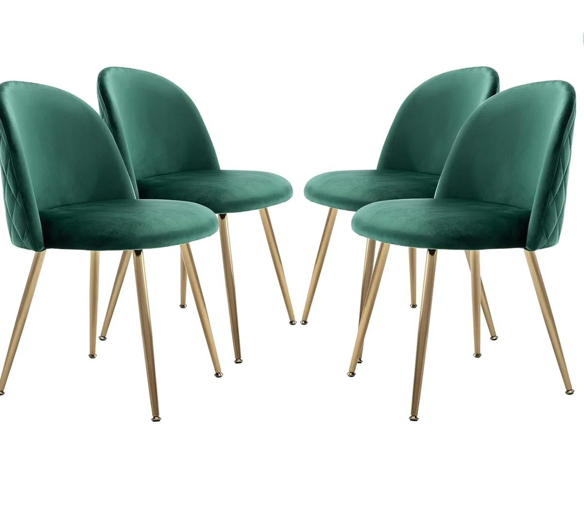 Ensemble Table a Manger avec 4 Chaises Tables Ronde 80cm et Chaises Velours pour Cuisine, Salle à Manger et Salon (4 chaises Vert + Table Ronde)