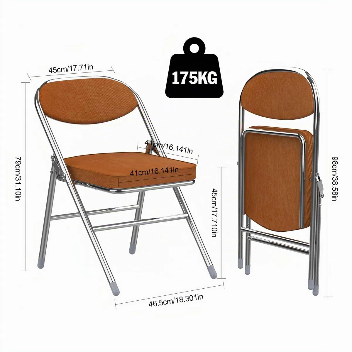 4 Chaise Pliante Chaise Visiteur Chaise Pliante rembourrée en Tissu Chaise de Salle à Manger Pliante conviennent à la Cuisine,l'intérieur, l'extérieur,Salle de conférence Rouge-Marron