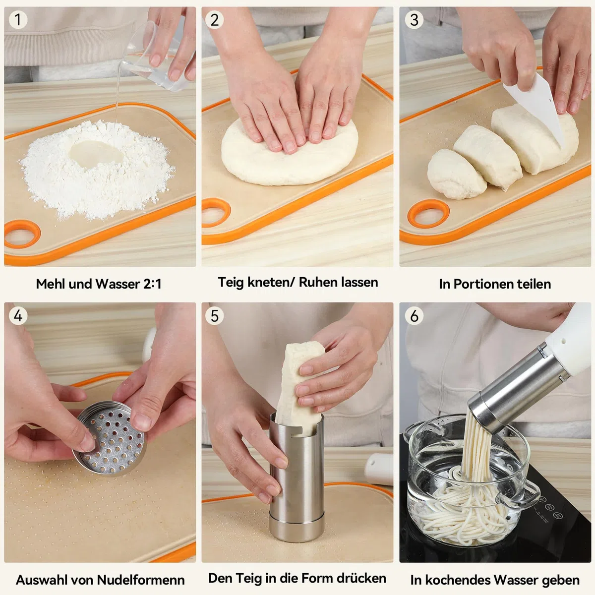 Machine à Pâtes électrique Portable, Laminoir a Pate Italienne 40W, Presse à Pâtes et à Glace sans Fil avec 5 Moules pour les Sorties en Famille, les Voyages et les Pique-Niques