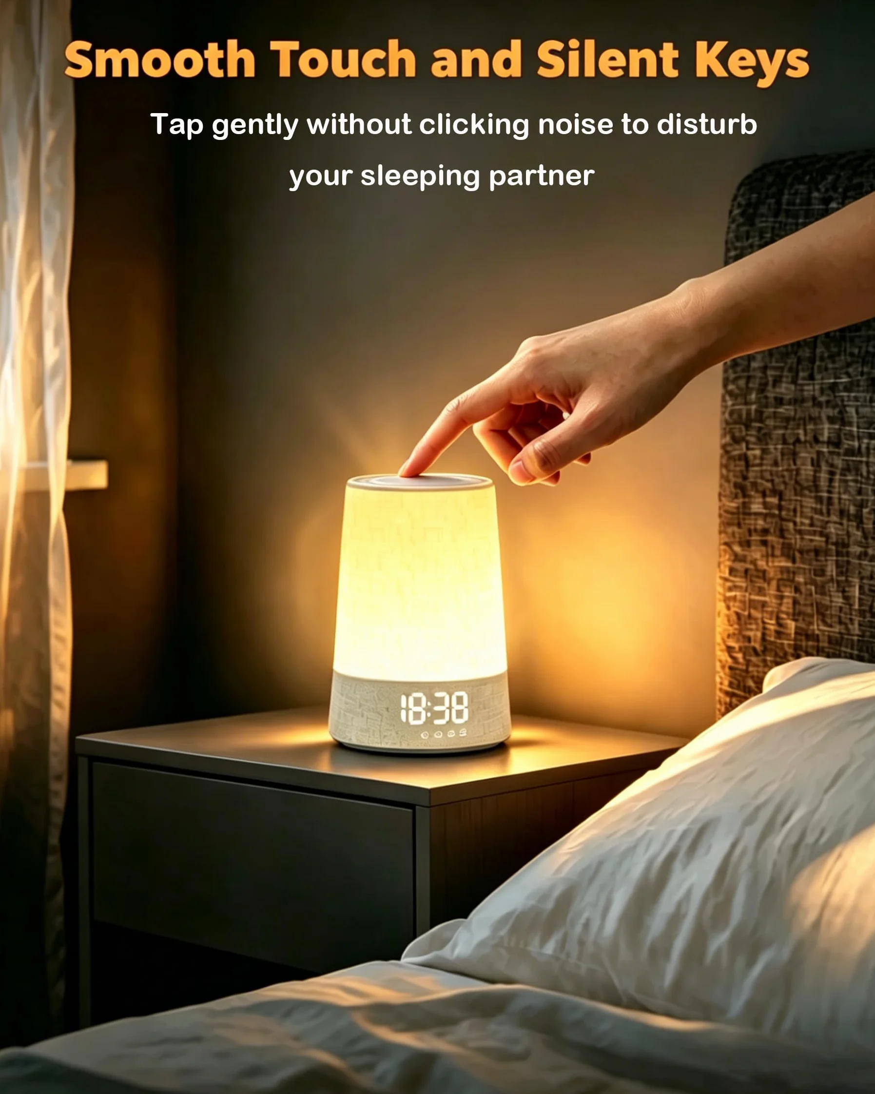 Réveil Lumineux Simulateur d'Aube, Lampe de Réveil LED 7 Sonneries 30 Sons Naturels, Snooze, Minuteur, 10 Niveaux Luminosité