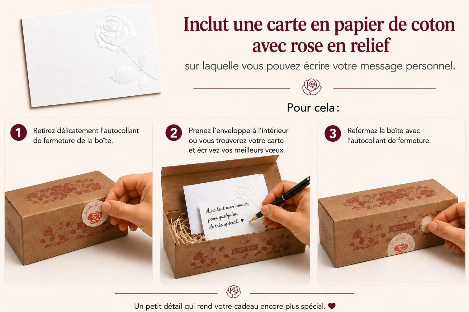 Rose Éternelle en Fer Forgé Faite à la Main avec Carte de Dédicace, Coffret Cadeau Romantique