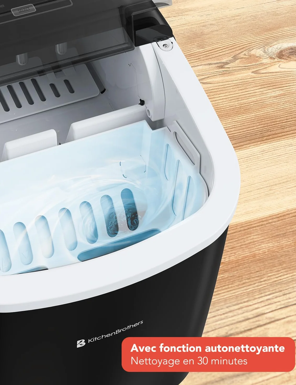 KitchenBrothers Machine à Glaçons Professionnel 12KG/24h 1,2L Portable avec Poignée