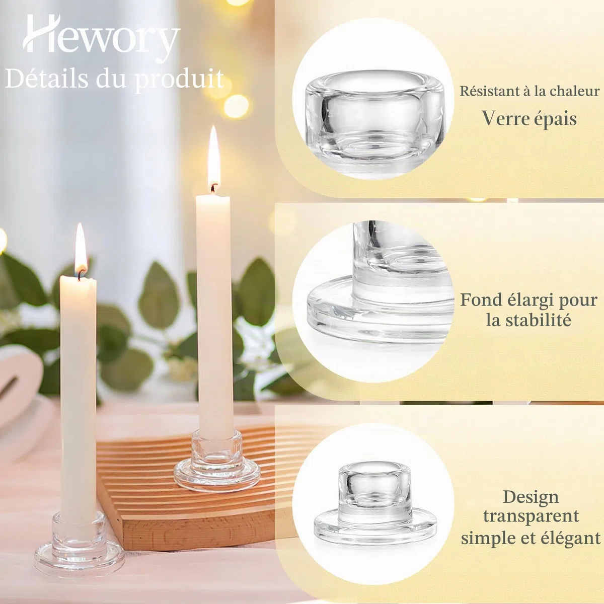 Hewory Chandelier en Verre Porte-Bougie : Set de 20 Petits Porte-Bougies en Verre Transparent pour Mariage, Fête, Noël et Décoration de Table.