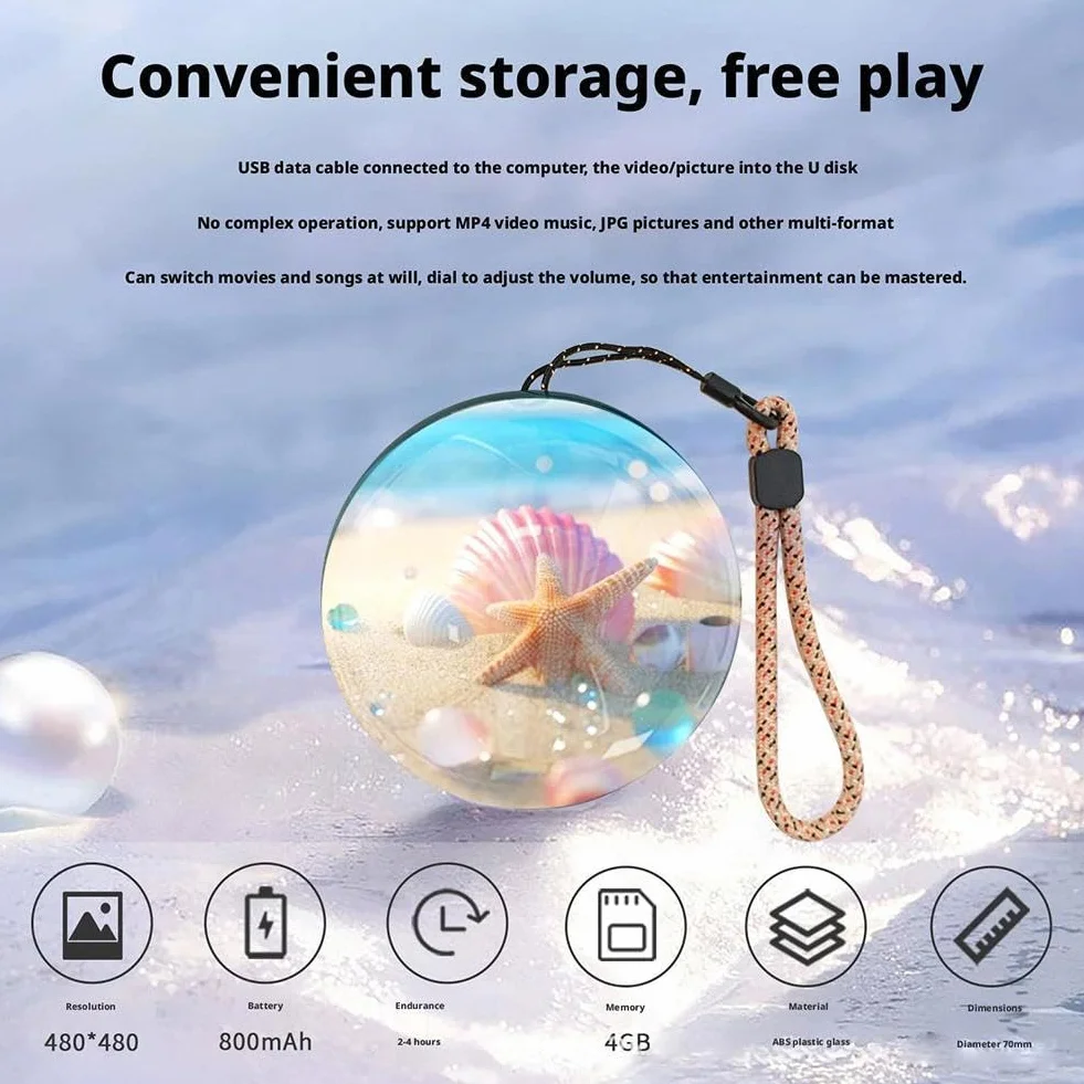 Album photo numérique boule de cristal 3D, affichage vidéo numérique en boule de cristal personnalisée, cadeau DIY avec écran électronique pour couples, animaux domestiques, albums de mariage
