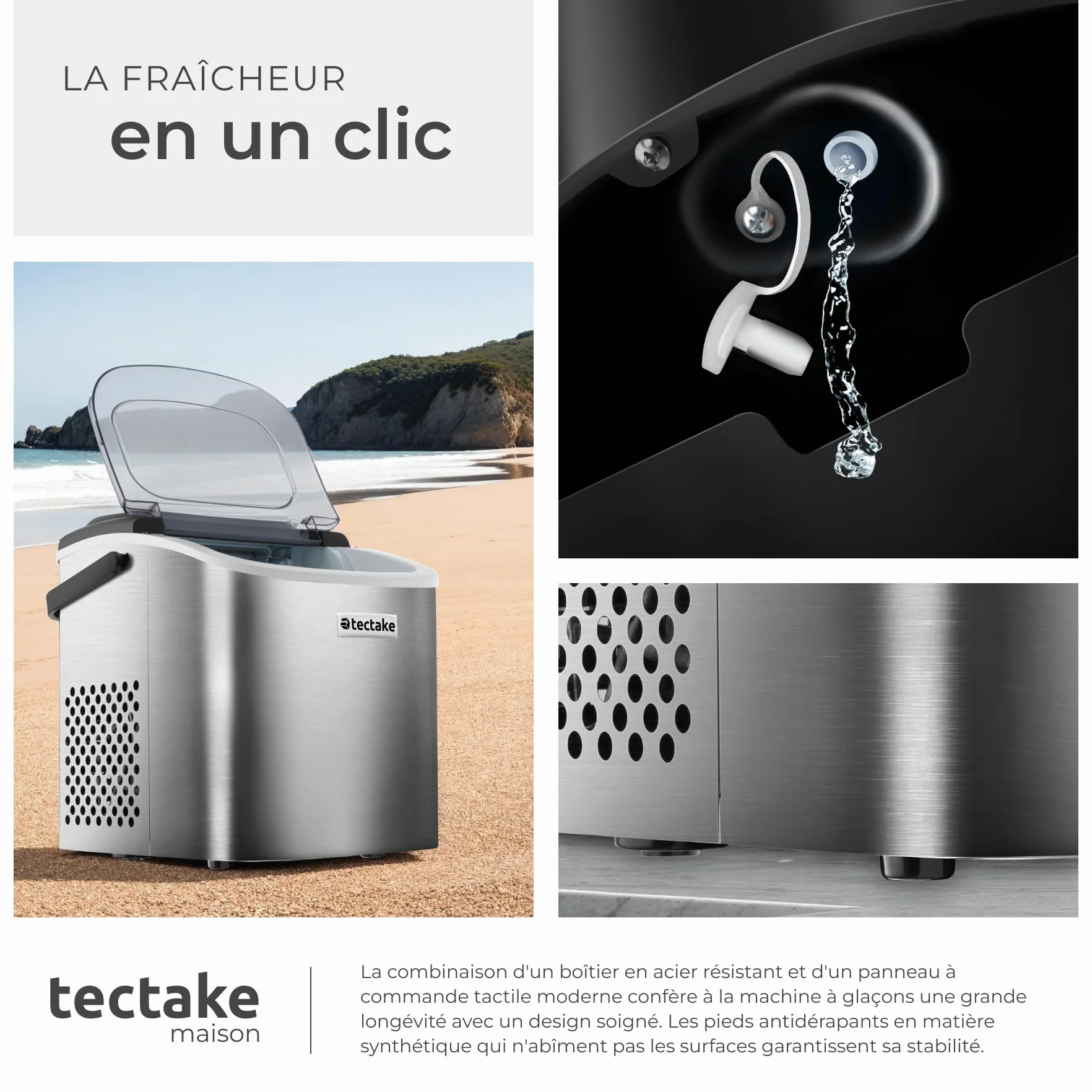 Machine à glaçons Silencieuse 9 glaçons par cycle 6-13 minutes Écran tactile Ice Maker