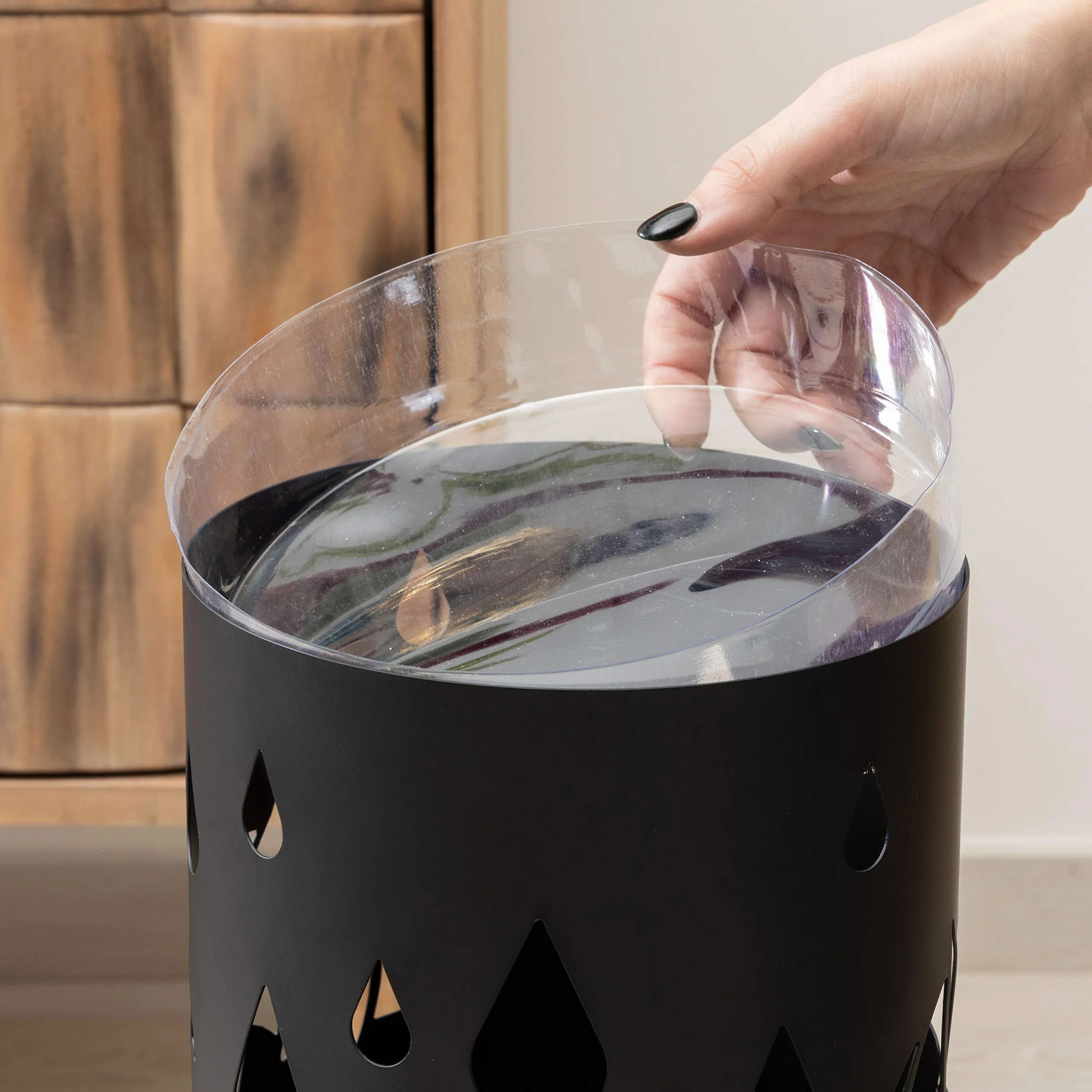 Baroni Home Porte-Parapluie Cylindrique Métal Design Moderne, Bac d'égouttement Extractible, Noir, 18,5x18,5x49 cm