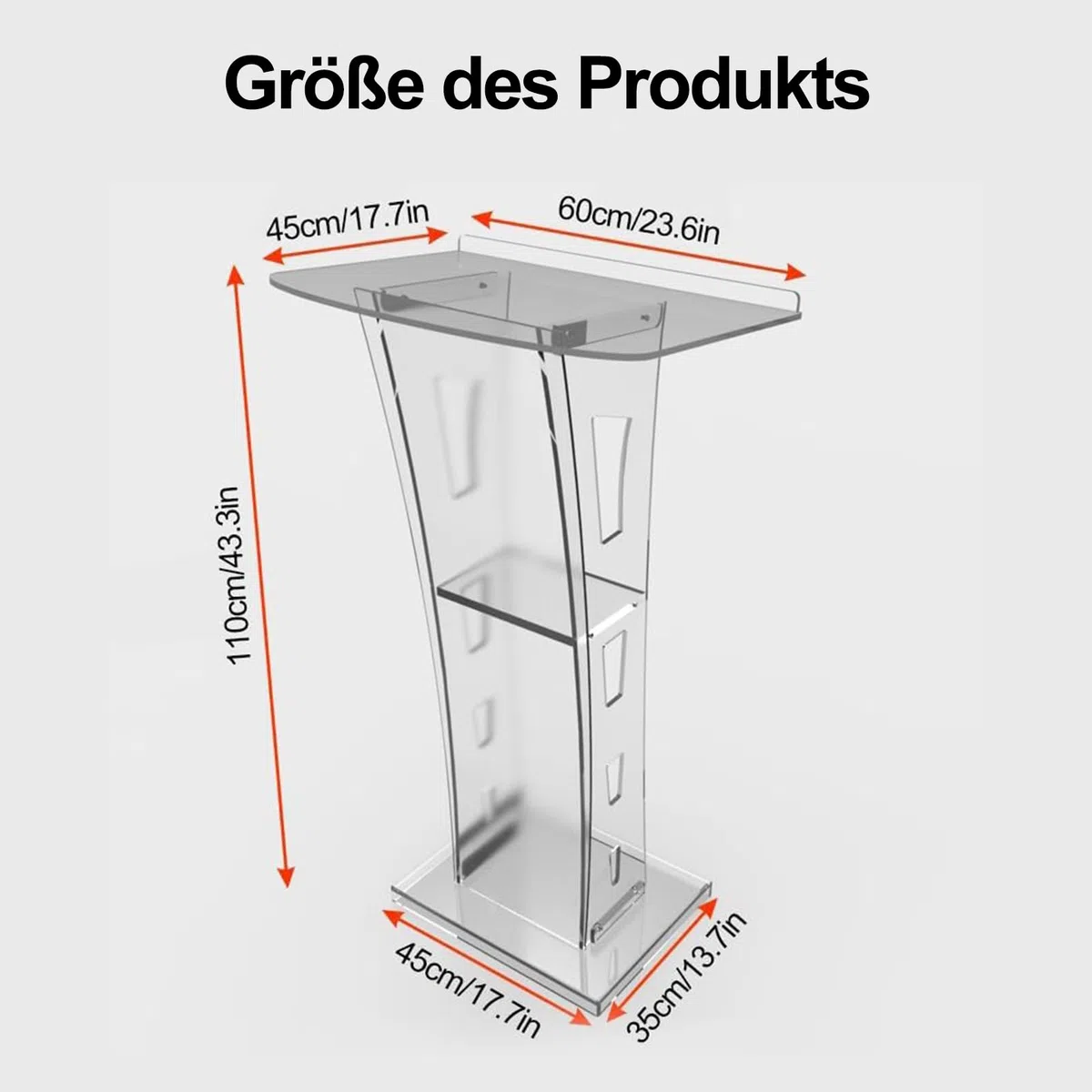 Podium en acrylique Pupitre debout Podium et lutrin en acrylique avec lumières colorées pour la réunion, l'hébergement, l'église, le mariage, la salle de classe, la présentation (transparent)