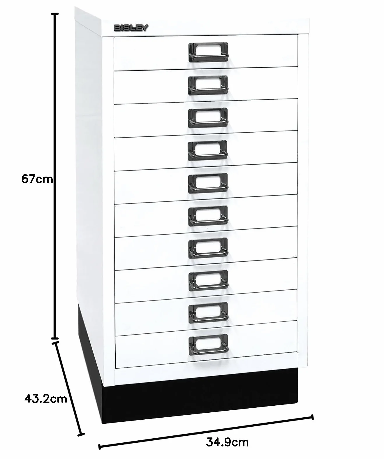 BISLEY MultiDrawer Série 29 Socle DIN A3 10 tiroirs métal Noir 43,2 x 34,9 x 67 cm