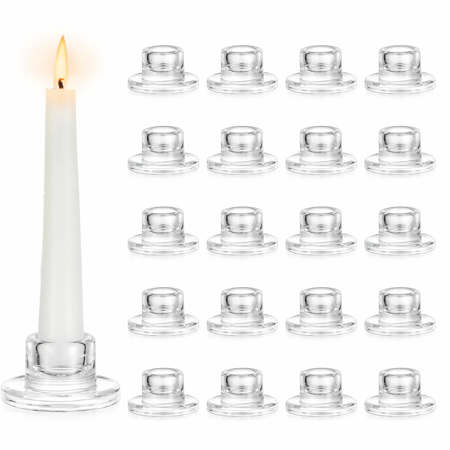 Hewory Chandelier en Verre Porte-Bougie : Set de 20 Petits Porte-Bougies en Verre Transparent pour Mariage, Fête, Noël et Décoration de Table.