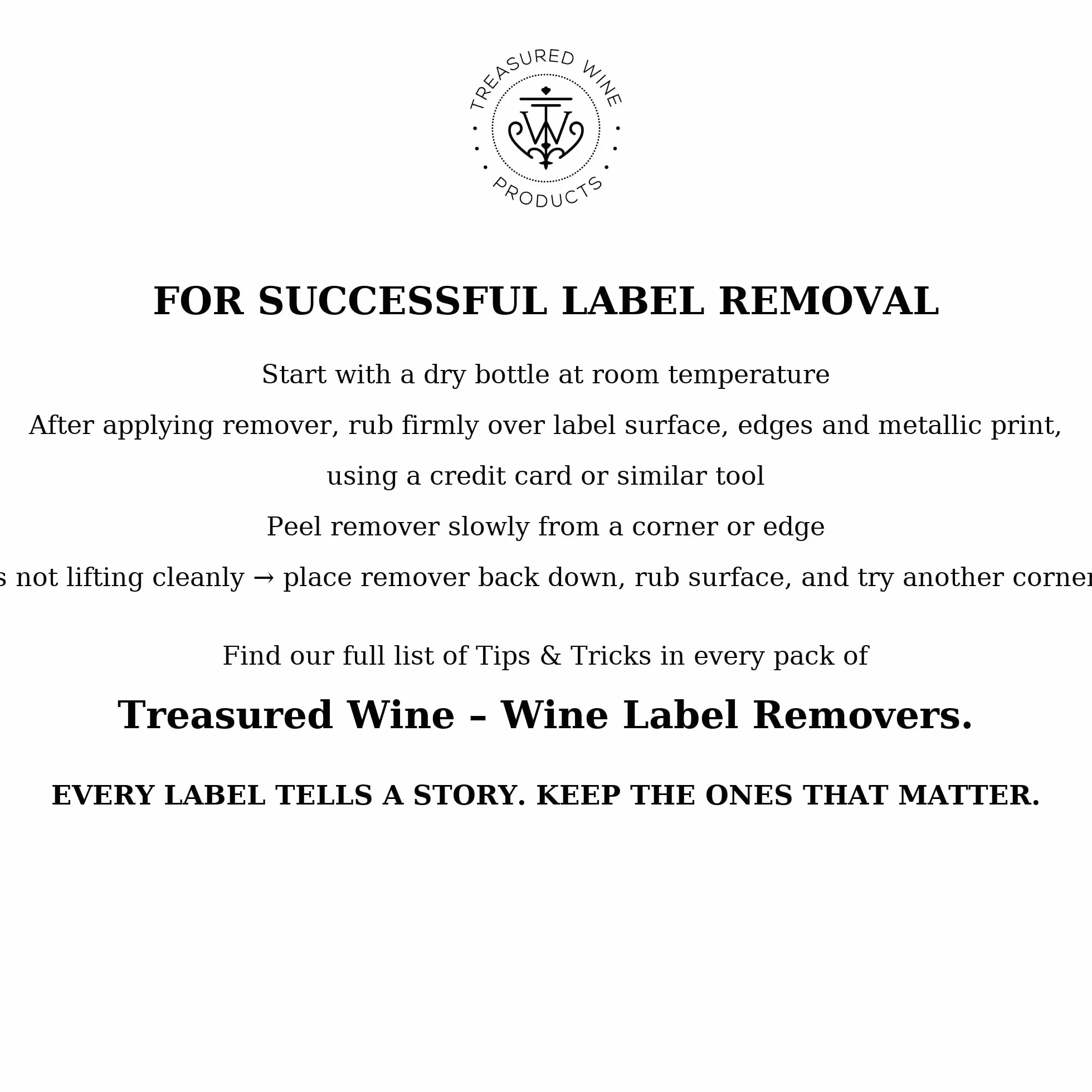 Treasured Wine - Kit de dissolvant d'étiquettes de vin - 50 dissolvants d'étiquettes de vin